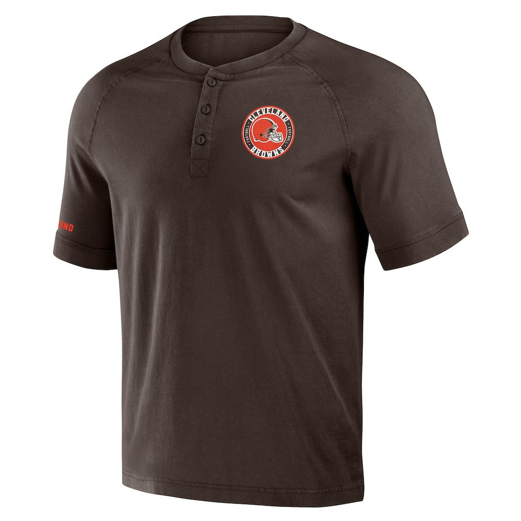 Fanatics Cleveland Browns NFL x Darius Rucker Collection Washed Raglan Henley T-Shirt Brown