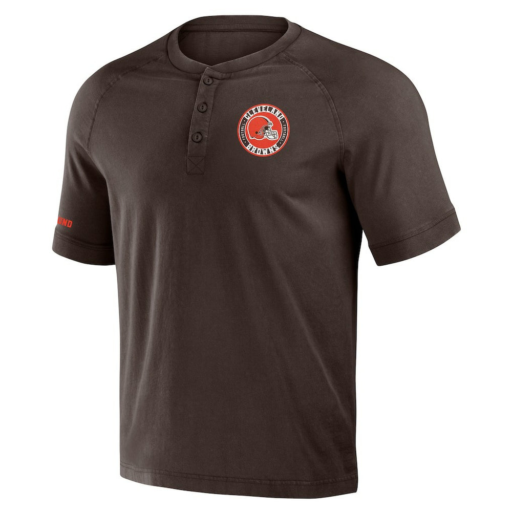 Fanatics Cleveland Browns NFL x Darius Rucker Collection Washed Raglan Henley T-Shirt Brown