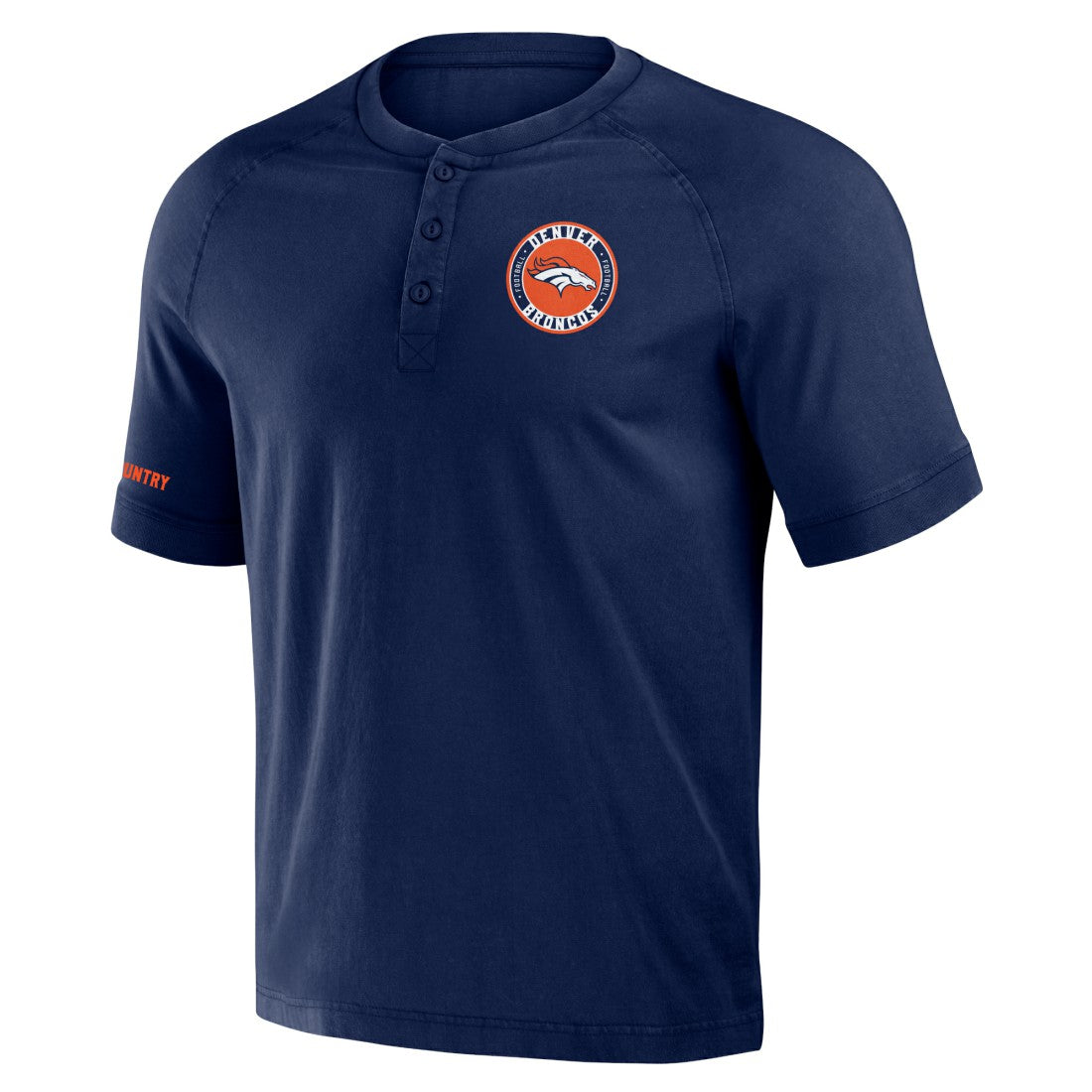 Fanatics Denver Broncos NFL x Darius Rucker Collection Washed Raglan Henley T-Shirt Navy