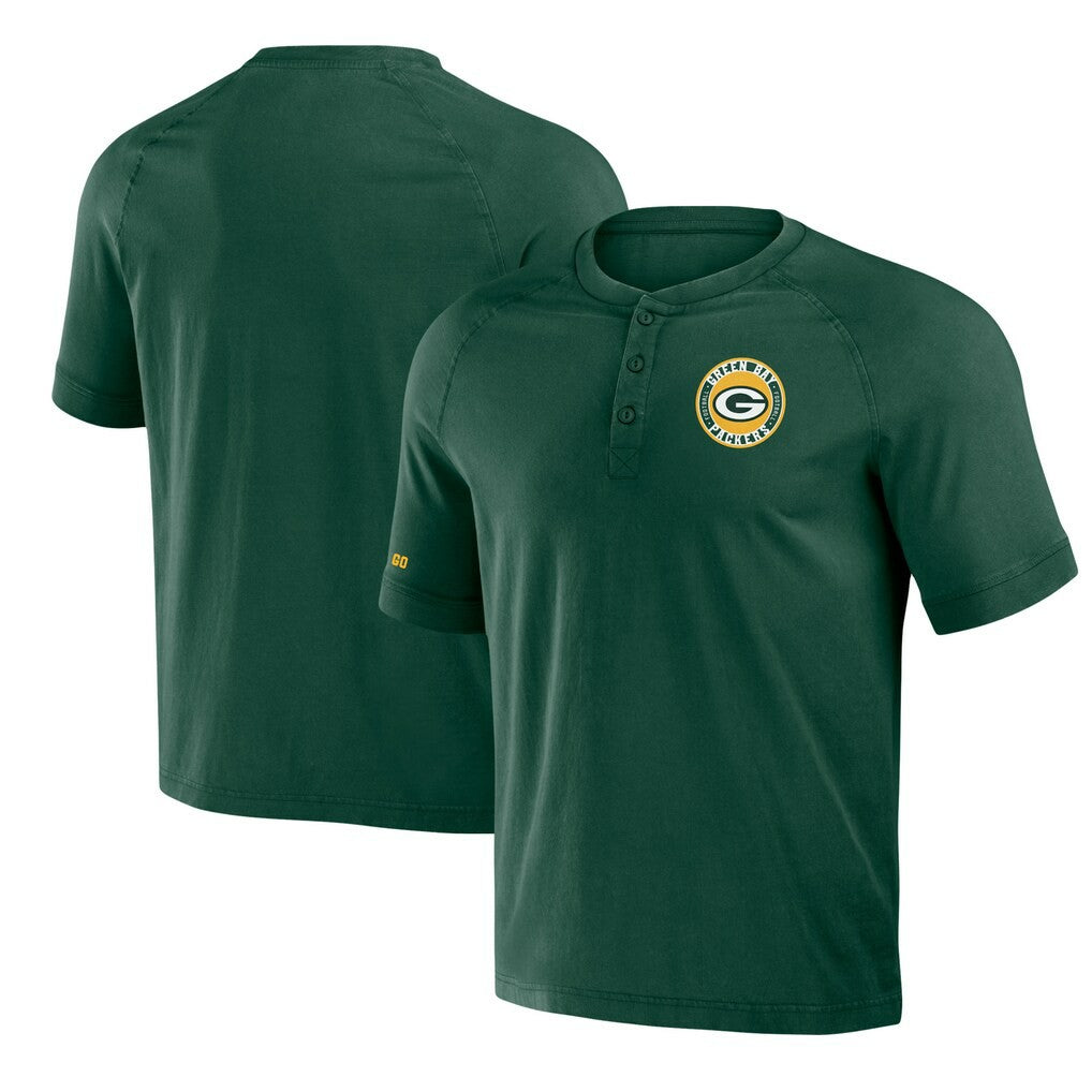 Fanatics Green Bay Packers NFL x Darius Rucker Collection Washed Raglan Henley T-Shirt Green