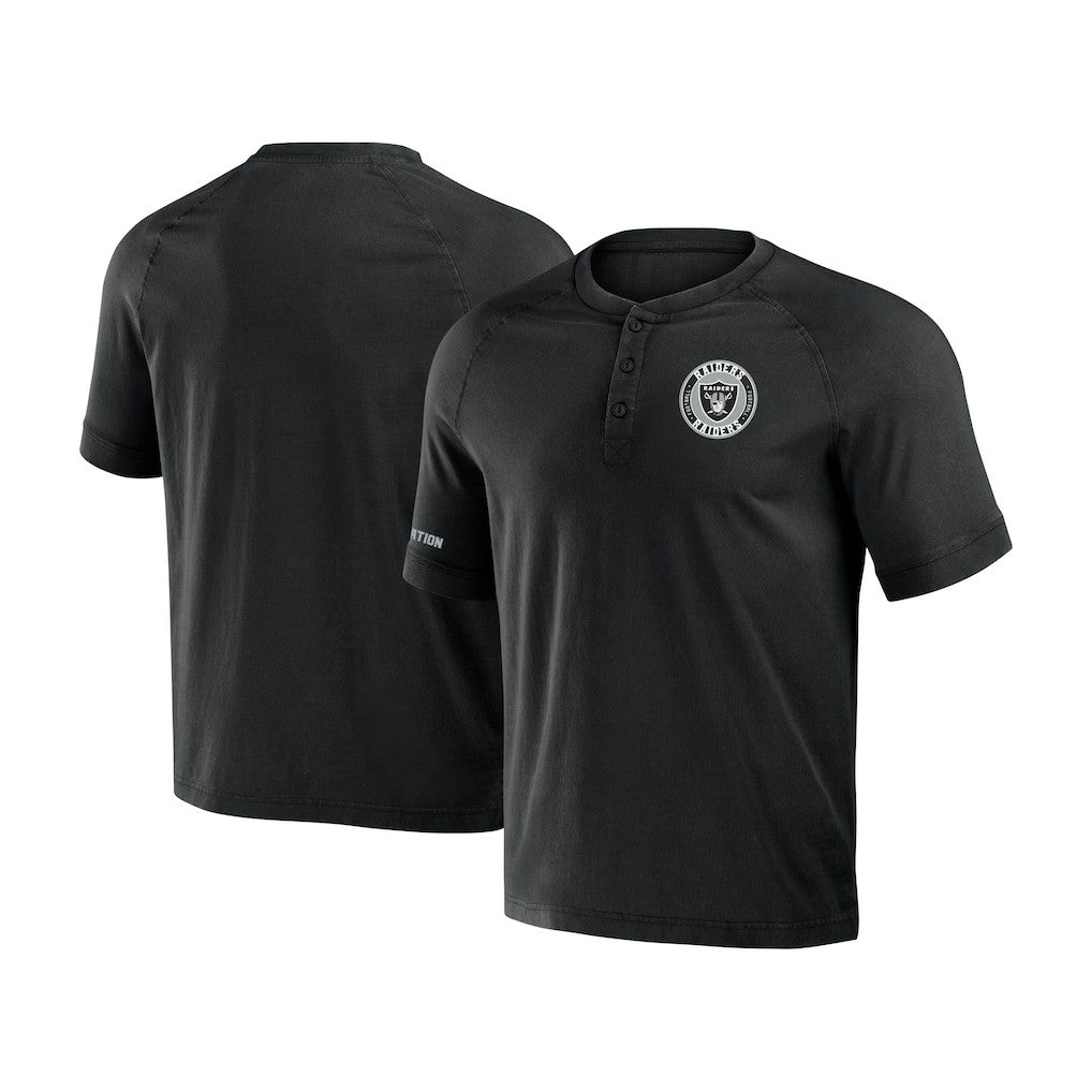 Fanatics Las Vegas Raiders NFL x Darius Rucker Collection Washed Raglan Henley T-Shirt Black