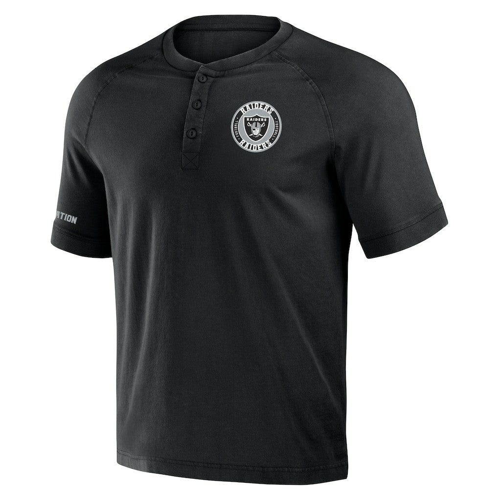 Fanatics Las Vegas Raiders NFL x Darius Rucker Collection Washed Raglan Henley T-Shirt Black