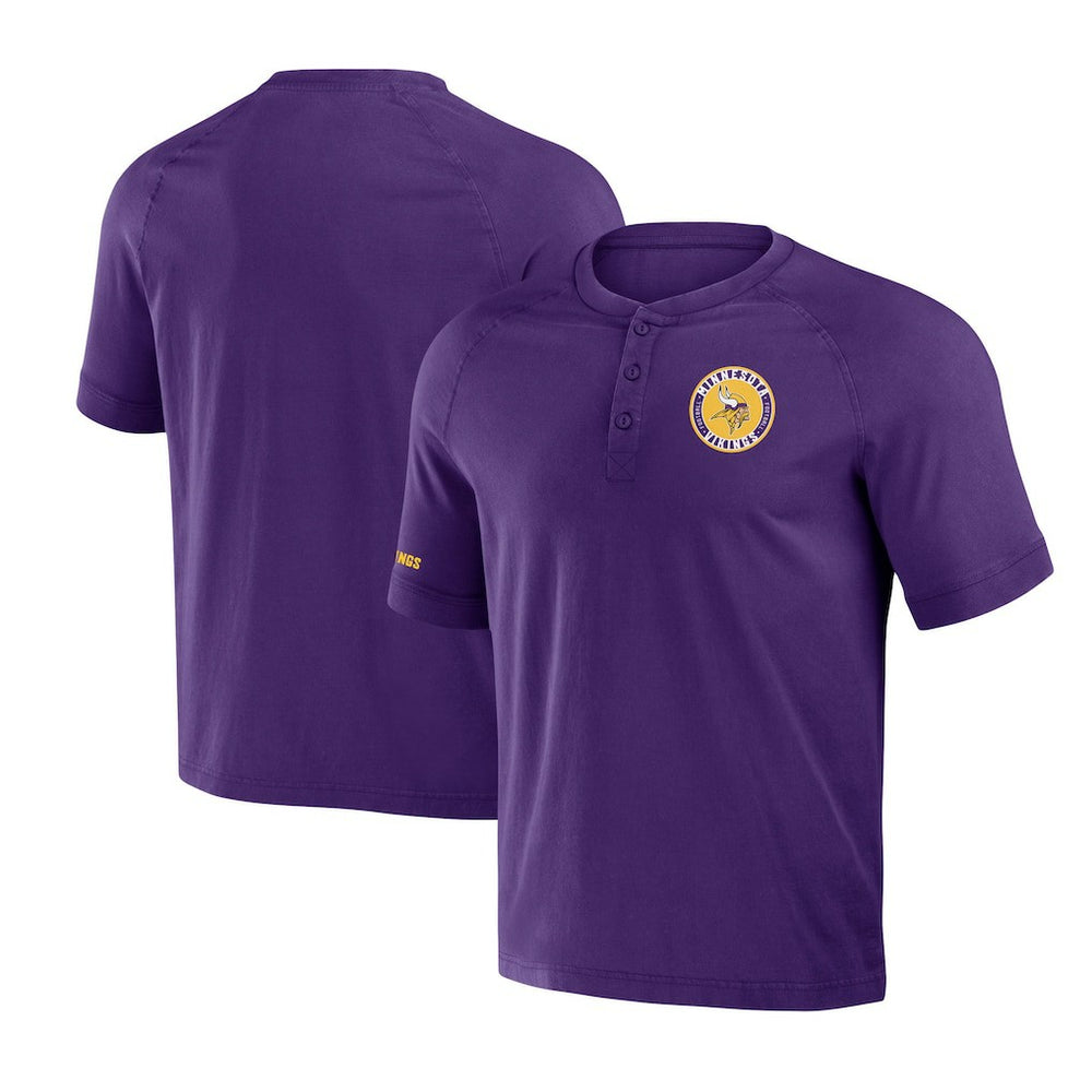 Fanatics Minnesota Vikings NFL x Darius Rucker Collection Washed Raglan Henley T-Shirt Purple