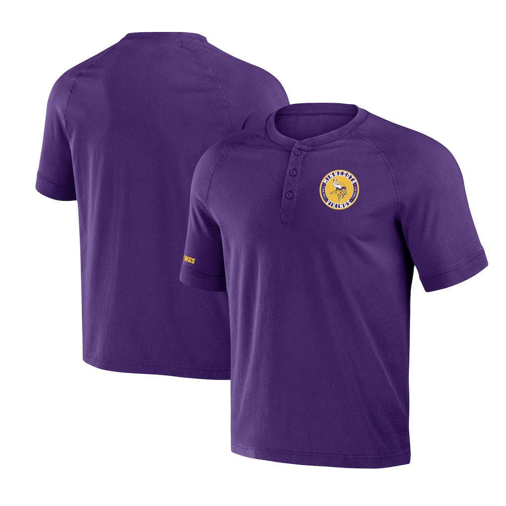 Fanatics Minnesota Vikings NFL x Darius Rucker Collection Washed Raglan Henley T-Shirt Purple