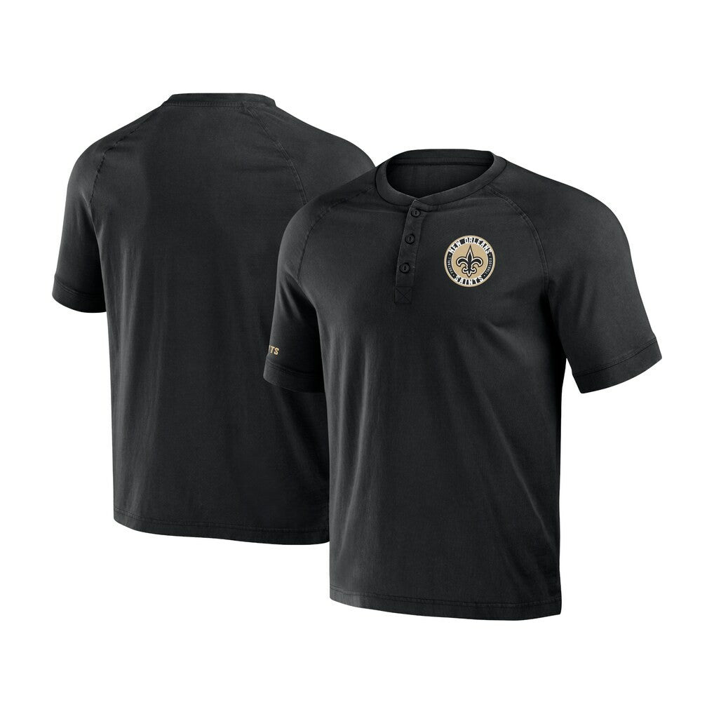 Fanatics New Orleans Saints NFL x Darius Rucker Collection Washed Raglan Henley T-Shirt Black
