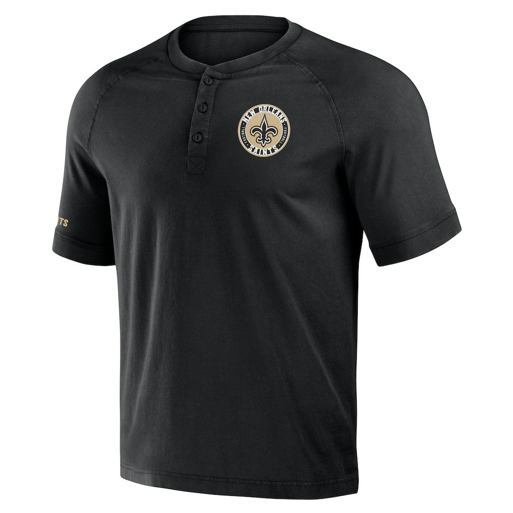 Fanatics New Orleans Saints NFL x Darius Rucker Collection Washed Raglan Henley T-Shirt Black