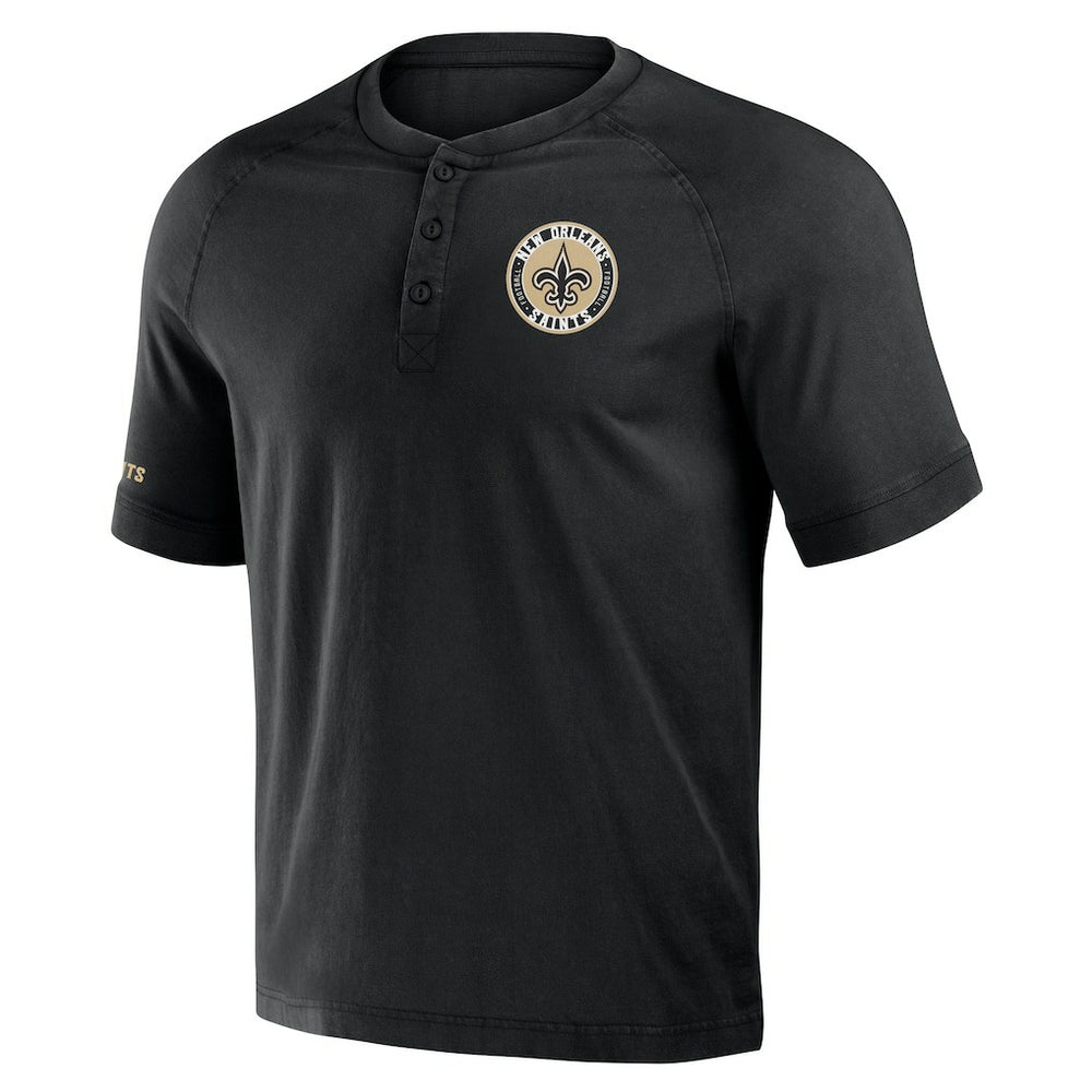 Fanatics New Orleans Saints NFL x Darius Rucker Collection Washed Raglan Henley T-Shirt Black