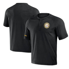 Fanatics Pittsburgh Steelers NFL x Darius Rucker Collection Washed Raglan Henley T-Shirt Black