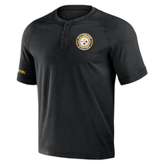 Fanatics Pittsburgh Steelers NFL x Darius Rucker Collection Washed Raglan Henley T-Shirt Black