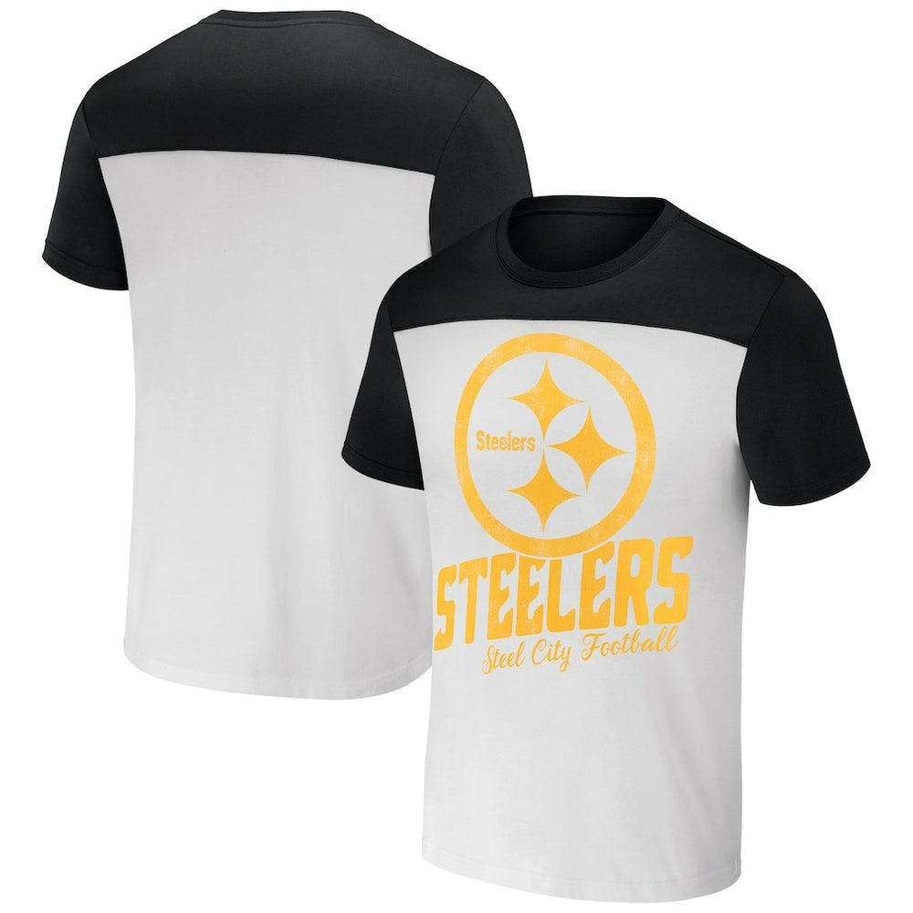 Fanatics Pittsburgh Steelers NFL x Darius Rucker Collection Colorblocked T-Shirt White/Black