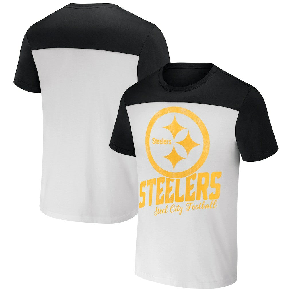 Fanatics Pittsburgh Steelers NFL x Darius Rucker Collection Colorblocked T-Shirt White/Black