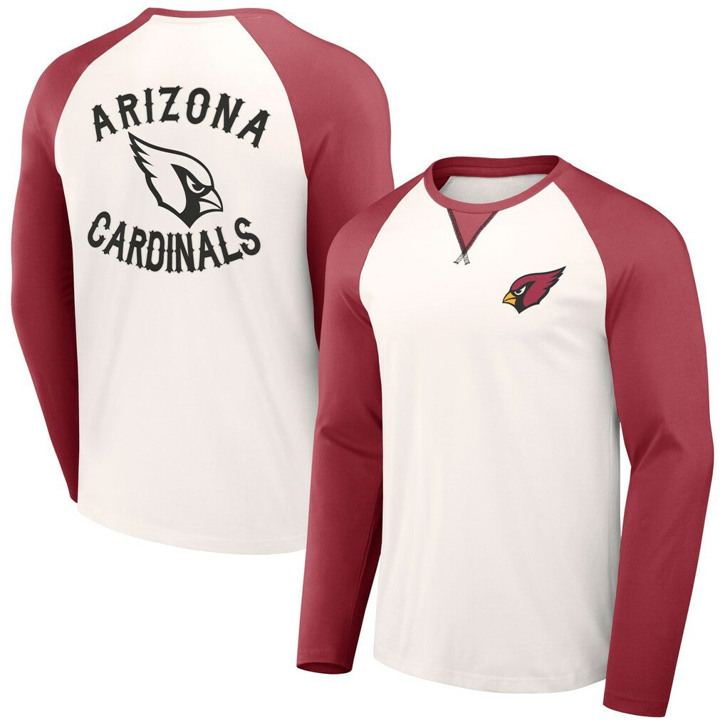Fanatics Arizona Cardinals NFL x Darius Rucker Collection Long Sleeve Raglan T-Shirt Cream/Cardinal