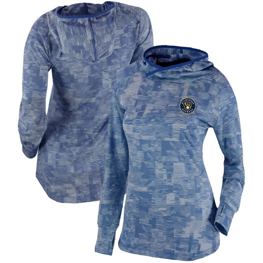 Milwaukee Brewers Columbia Women's Omni-Wick Sunday Ball Pullover Hoodie - Navy - Columbia Sale
