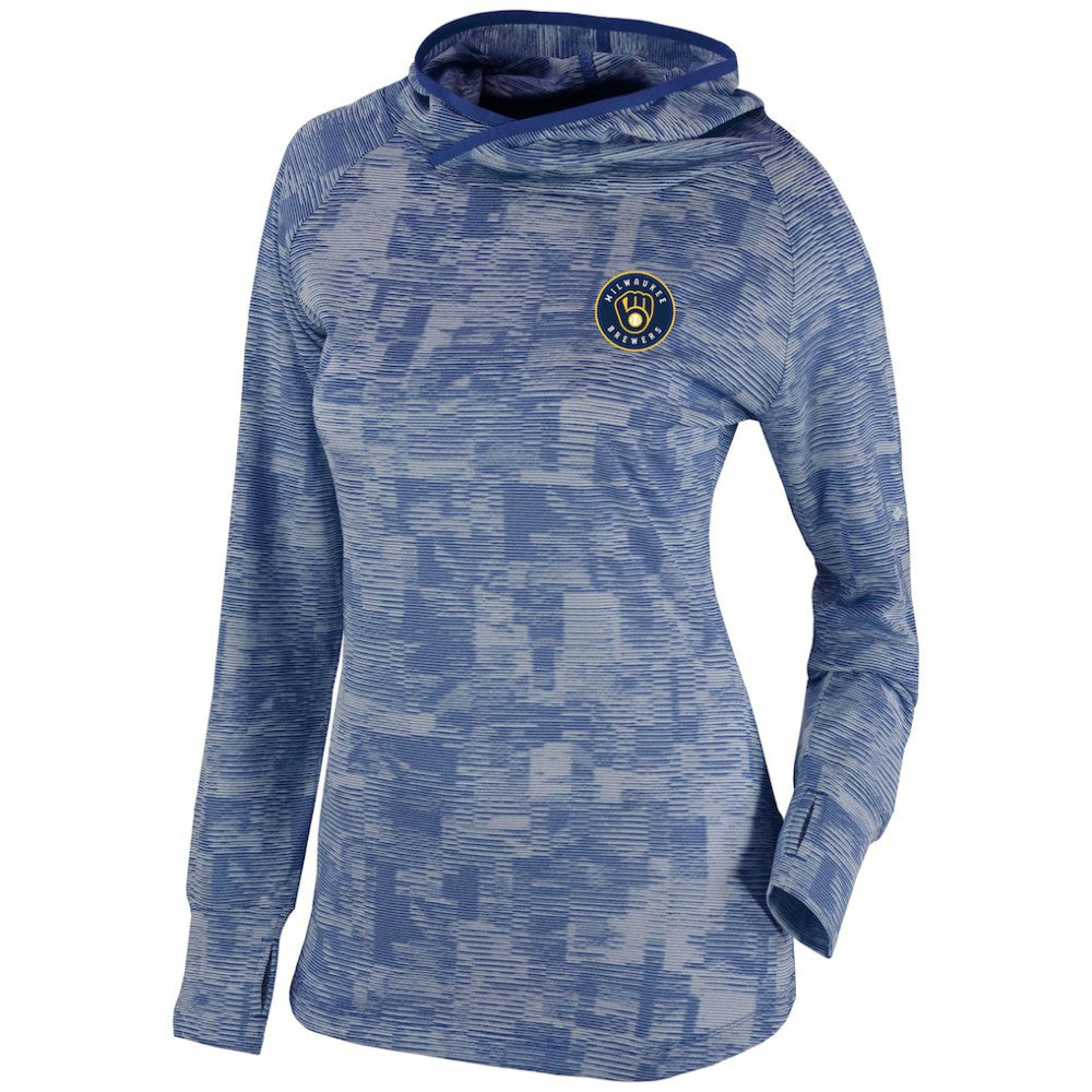 Milwaukee Brewers Columbia Women's Omni-Wick Sunday Ball Pullover Hoodie - Navy - Columbia Sale