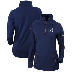 Atlanta Braves Columbia Women's Omni-Wick Outward Nine Quarter-Zip Pullover Top - Navy - Columbia on Sale
