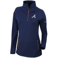 Atlanta Braves Columbia Women's Omni-Wick Outward Nine Quarter-Zip Pullover Top - Navy - Columbia on Sale