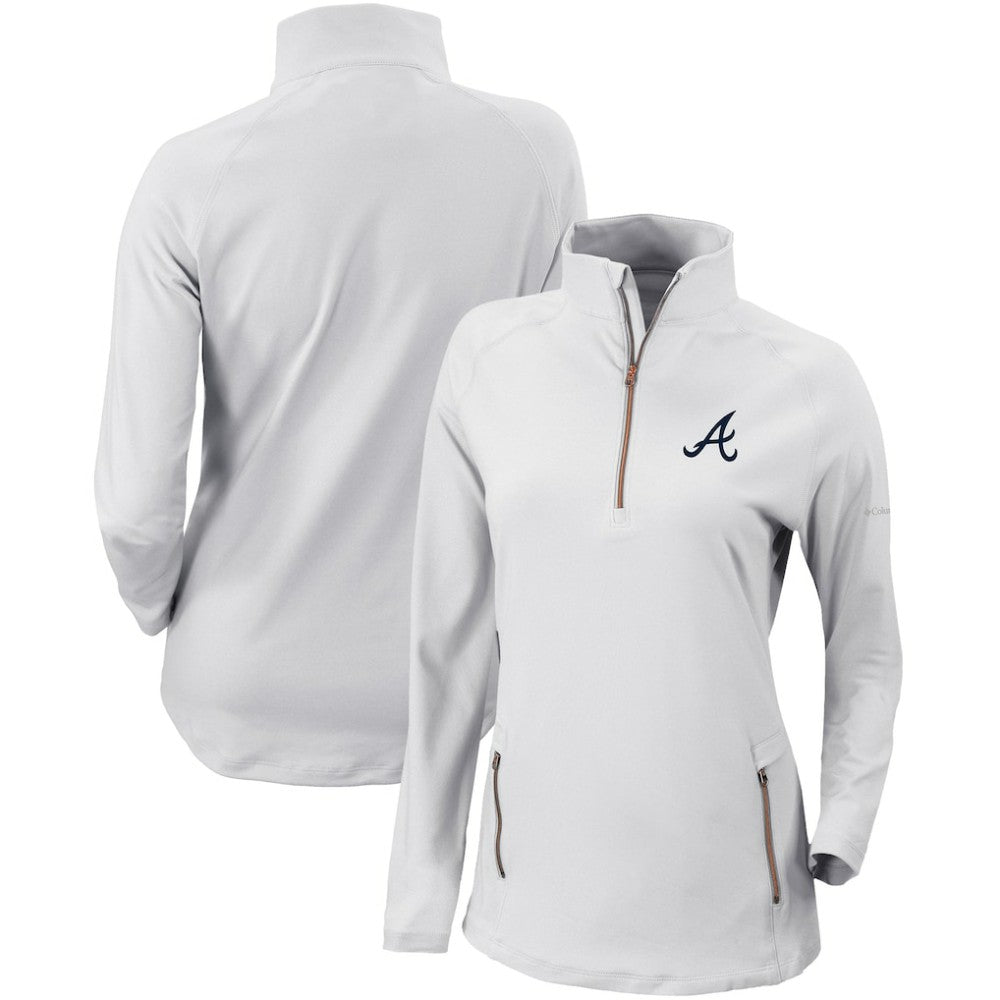 Atlanta Braves Columbia Women's Omni-Wick Outward Nine Quarter-Zip Pullover Top - White - Columbia Online