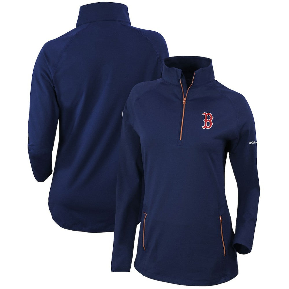 Boston Red Sox Columbia Women's Omni-Wick Outward Nine Quarter-Zip Pullover Top - Navy - Columbia Discount