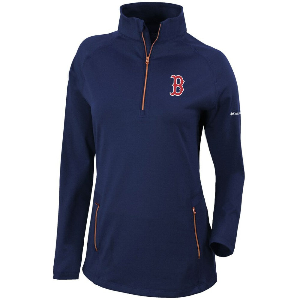 Boston Red Sox Columbia Women's Omni-Wick Outward Nine Quarter-Zip Pullover Top - Navy - Columbia Discount
