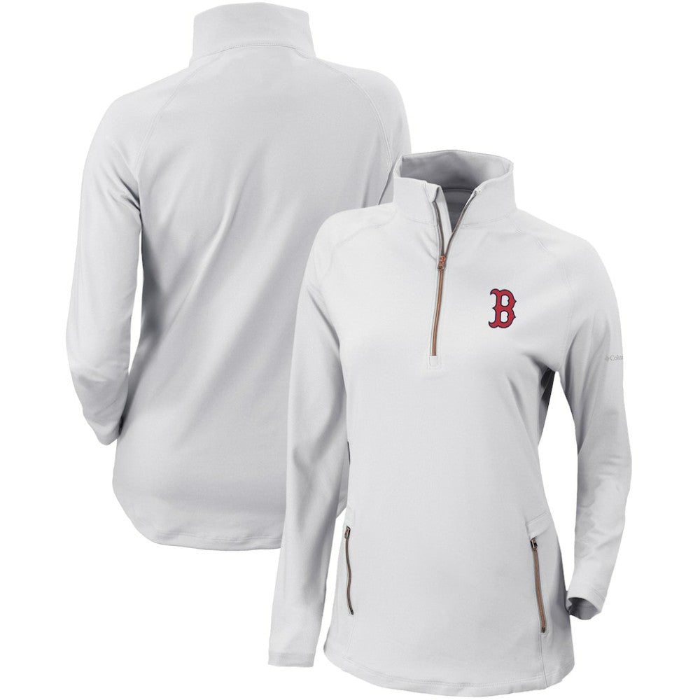Boston Red Sox Columbia Women's Omni-Wick Outward Nine Quarter-Zip Pullover Top - White - Columbia Sale