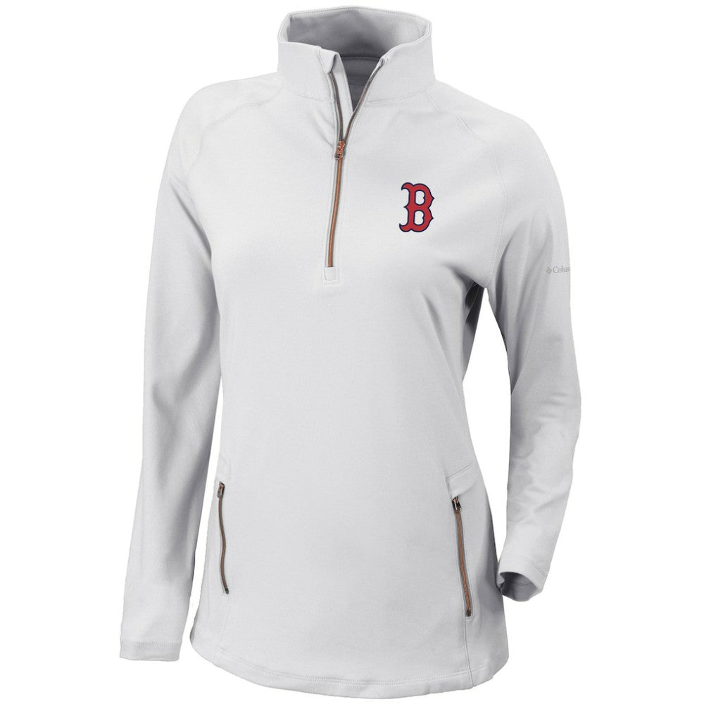 Boston Red Sox Columbia Women's Omni-Wick Outward Nine Quarter-Zip Pullover Top - White - Columbia Sale
