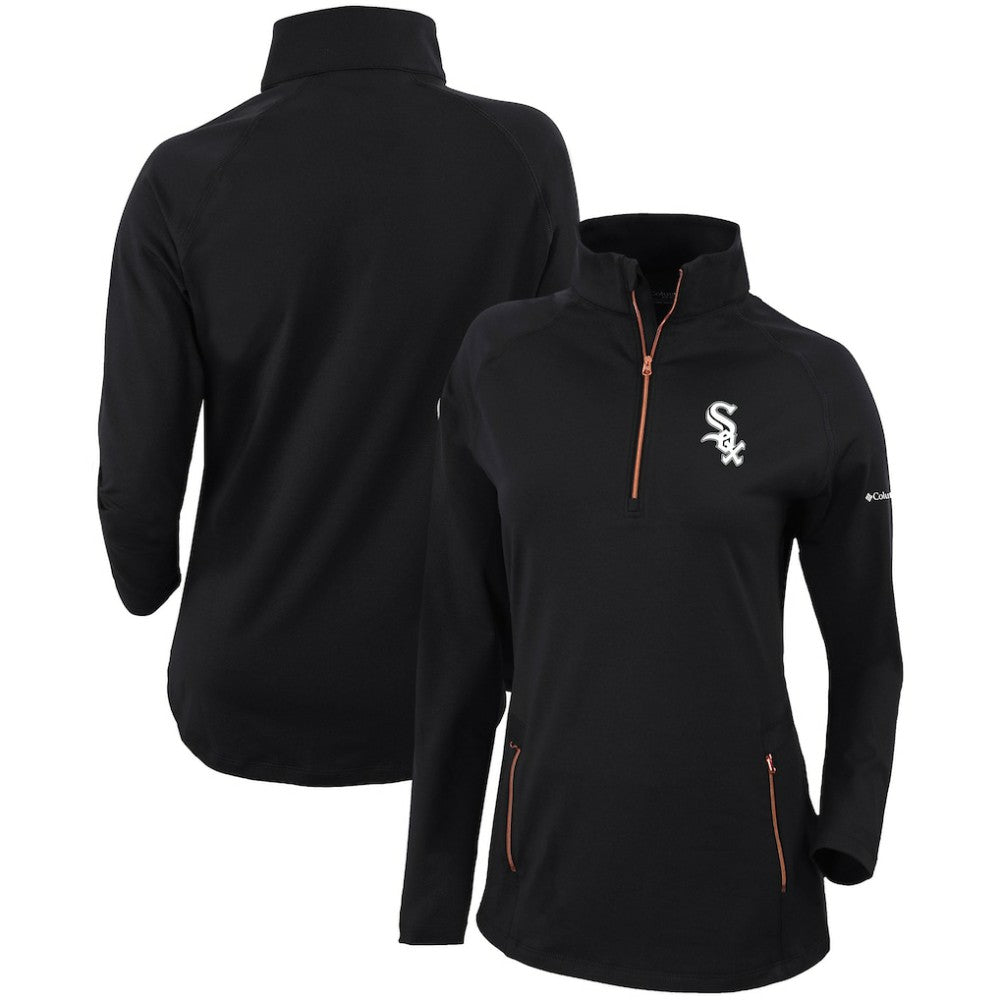 Chicago White Sox Columbia Women's Omni-Wick Outward Nine Quarter-Zip Pullover Top - Black - Columbia Discount