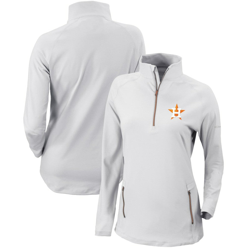 Houston Astros Columbia Women's Omni-Wick Outward Nine Quarter-Zip Pullover Top - White - Columbia Lifestyle