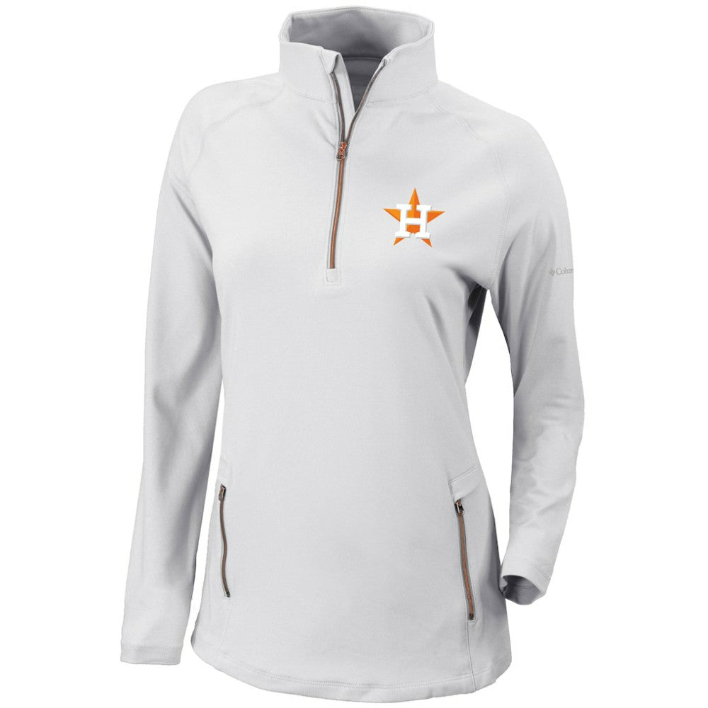 Houston Astros Columbia Women's Omni-Wick Outward Nine Quarter-Zip Pullover Top - White - Columbia Lifestyle