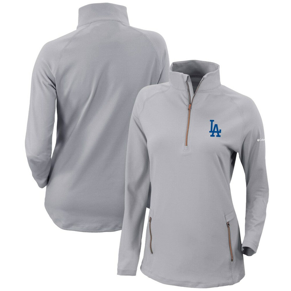 Los Angeles Dodgers Columbia Women's Omni-Wick Outward Nine Quarter-Zip Pullover Top - Gray - Columbia Online