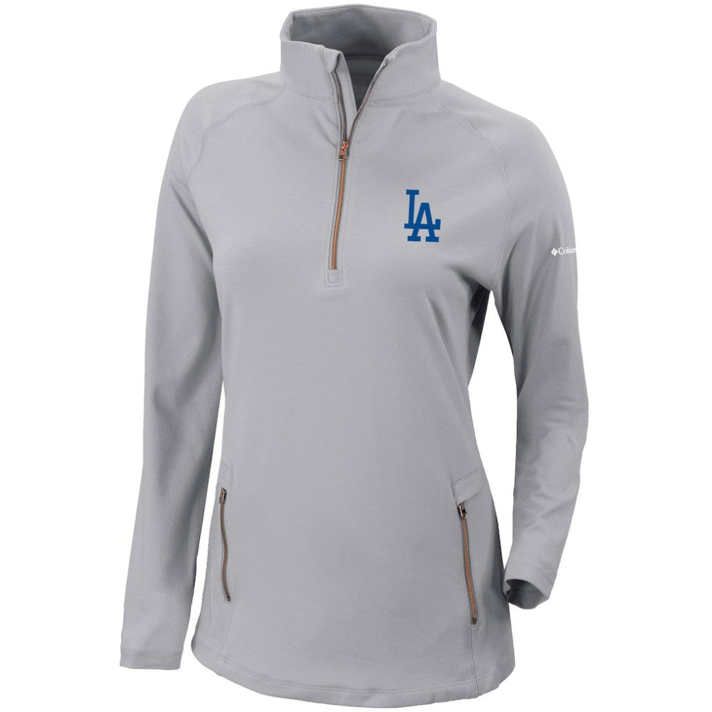 Los Angeles Dodgers Columbia Women's Omni-Wick Outward Nine Quarter-Zip Pullover Top - Gray - Columbia Online