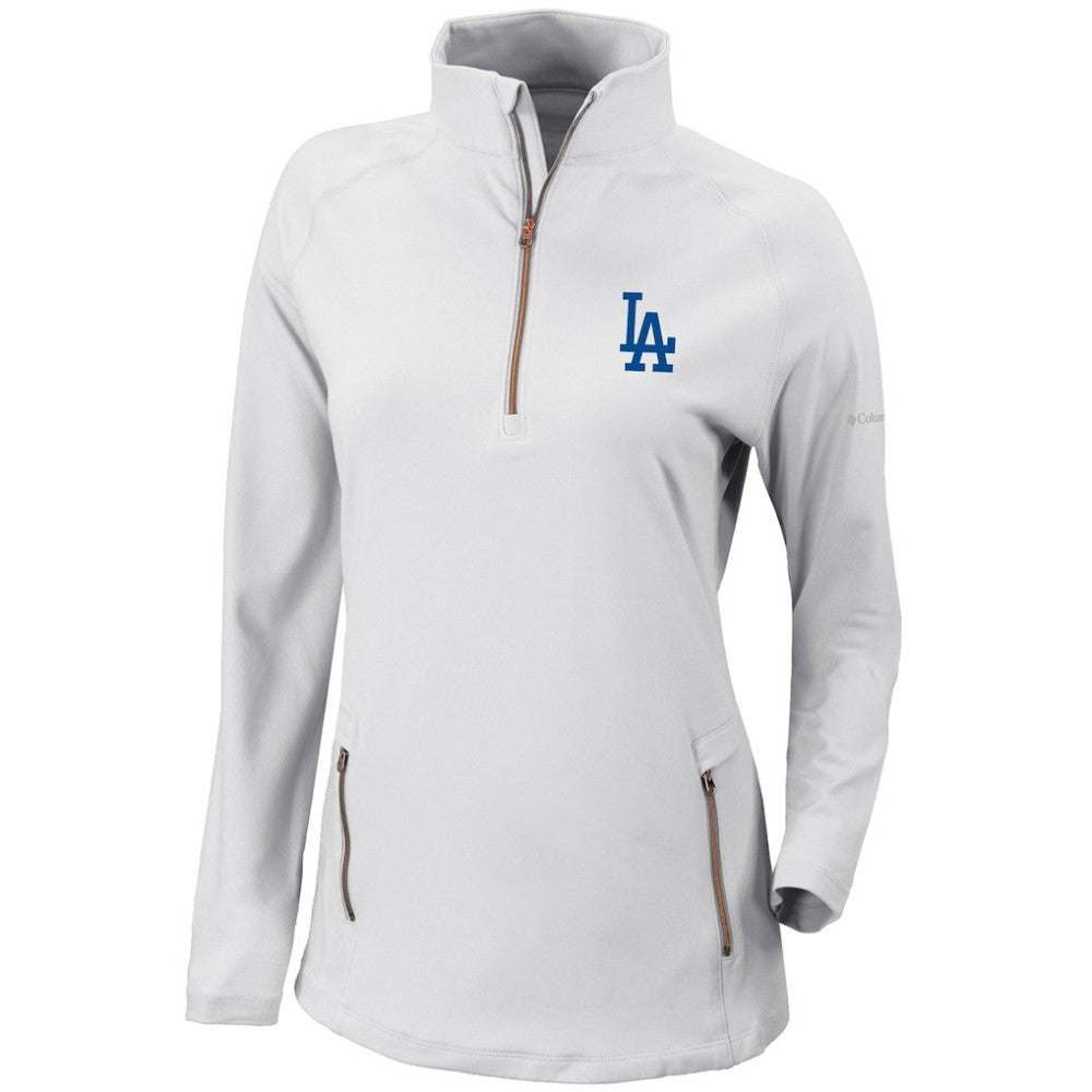 Los Angeles Dodgers Columbia Women's Omni-Wick Outward Nine Quarter-Zip Pullover Top - White - Columbia Lifestyle
