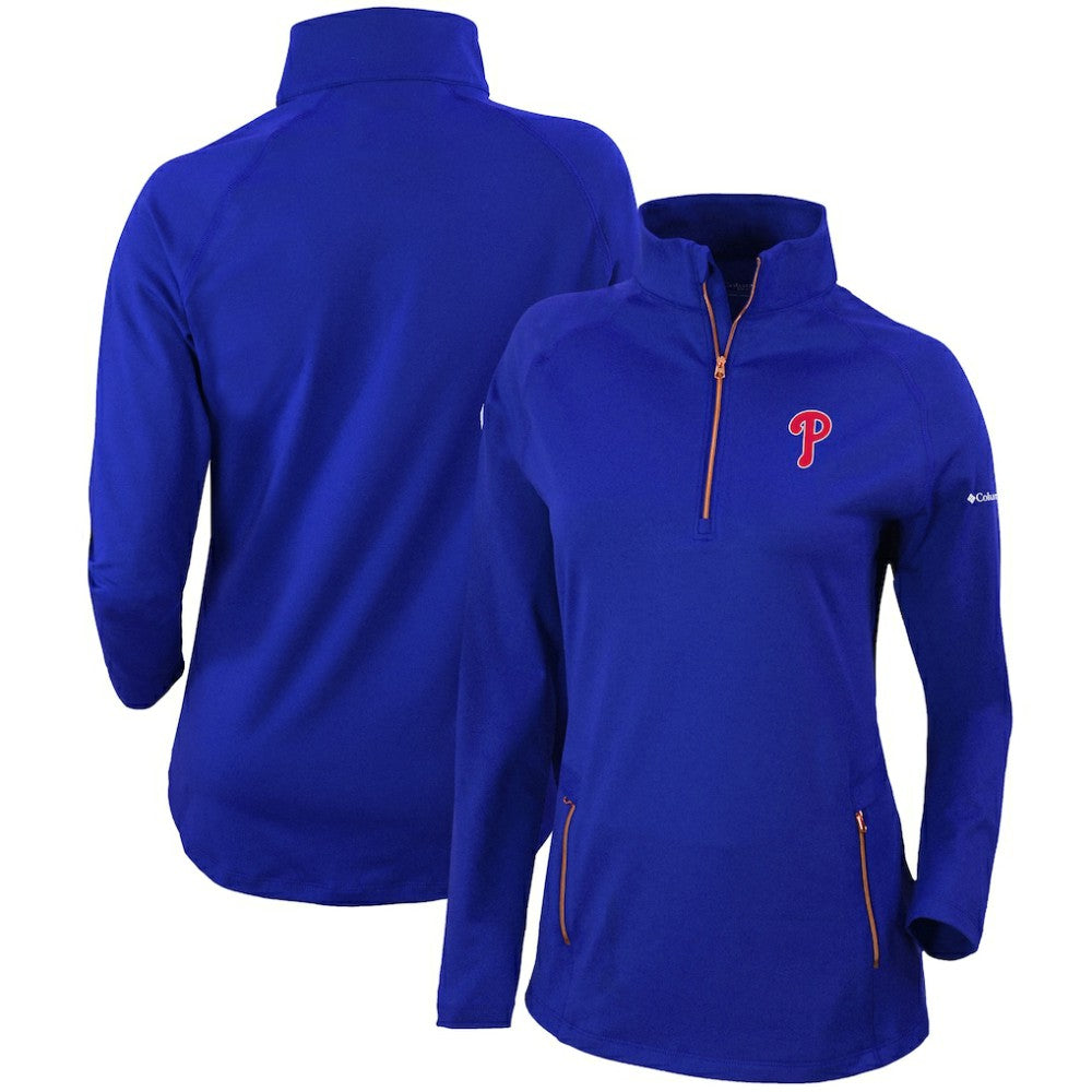 Philadelphia Phillies Columbia Women's Omni-Wick Outward Nine Quarter-Zip Pullover Top - Royal - Columbia on Sale