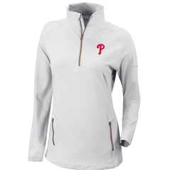 Philadelphia Phillies Columbia Women's Omni-Wick Outward Nine Quarter-Zip Pullover Top - White - Columbia Sale