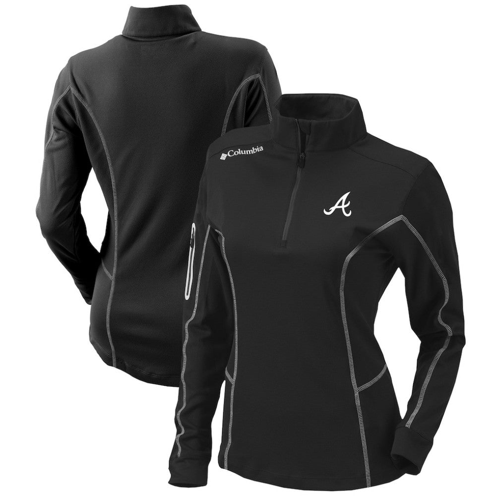 Atlanta Braves Columbia Women's Omni-Wick Shotgun Quarter-Zip Pullover Top - Black - Columbia Lifestyle