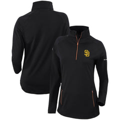 San Diego Padres Columbia Women's Omni-Wick Outward Nine Quarter-Zip Pullover Top - Black - Columbia Lifestyle