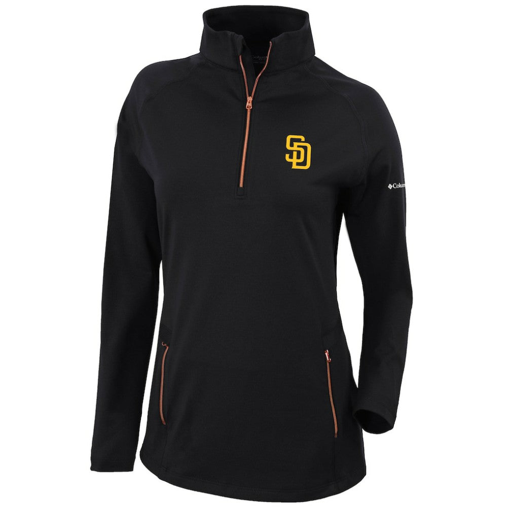 San Diego Padres Columbia Women's Omni-Wick Outward Nine Quarter-Zip Pullover Top - Black - Columbia Lifestyle