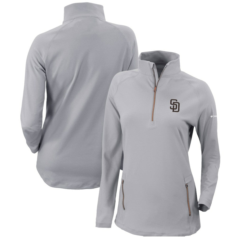 San Diego Padres Columbia Women's Omni-Wick Outward Nine Quarter-Zip Pullover Top - Gray - Columbia Online