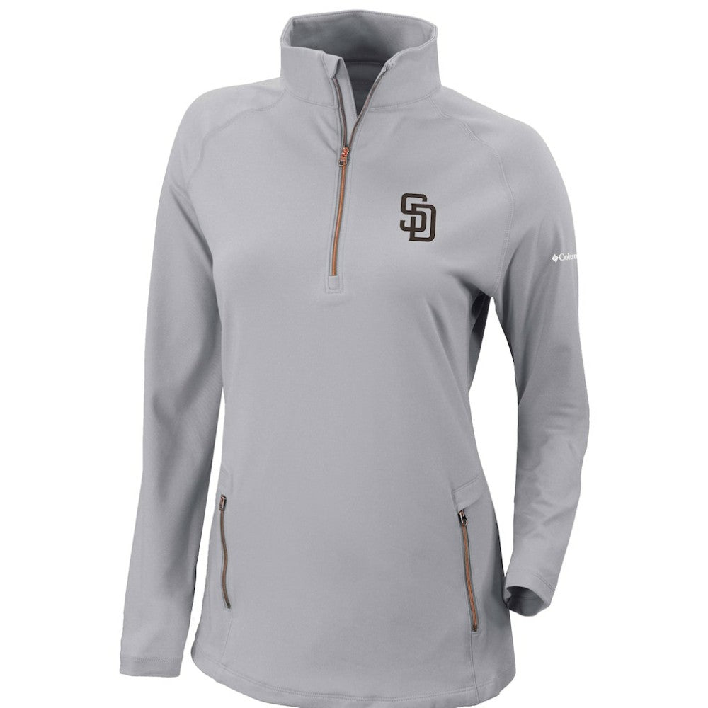 San Diego Padres Columbia Women's Omni-Wick Outward Nine Quarter-Zip Pullover Top - Gray - Columbia Online