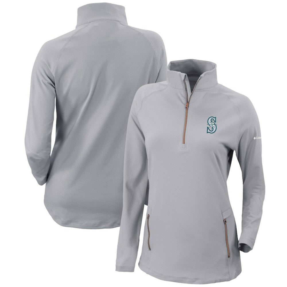 Seattle Mariners Columbia Women's Omni-Wick Outward Nine Quarter-Zip Pullover Top - Gray - Columbia Online