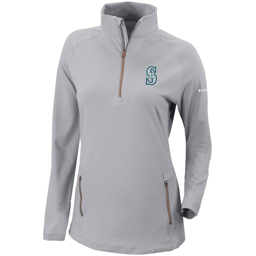 Seattle Mariners Columbia Women's Omni-Wick Outward Nine Quarter-Zip Pullover Top - Gray - Columbia Online