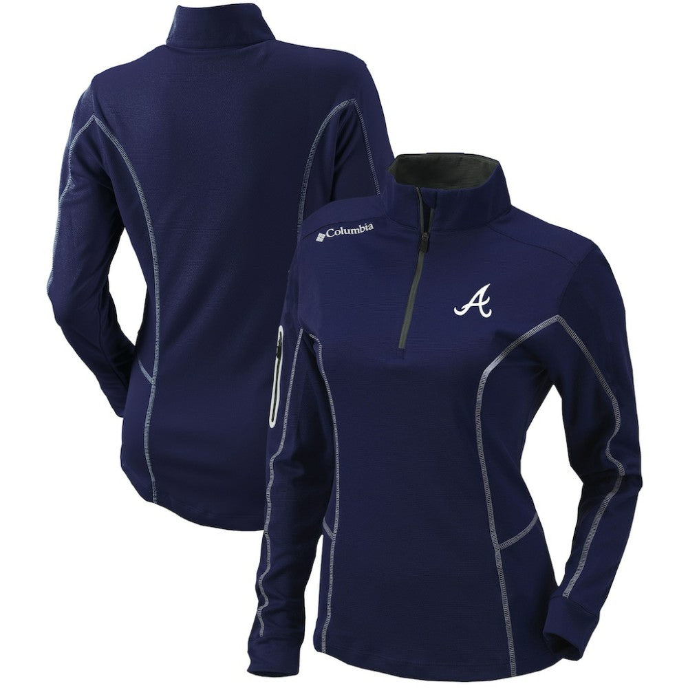 Atlanta Braves Columbia Women's Omni-Wick Shotgun Quarter-Zip Pullover Top - Navy - Columbia on Sale