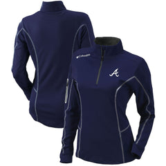 Atlanta Braves Columbia Women's Omni-Wick Shotgun Quarter-Zip Pullover Top - Navy - Columbia on Sale