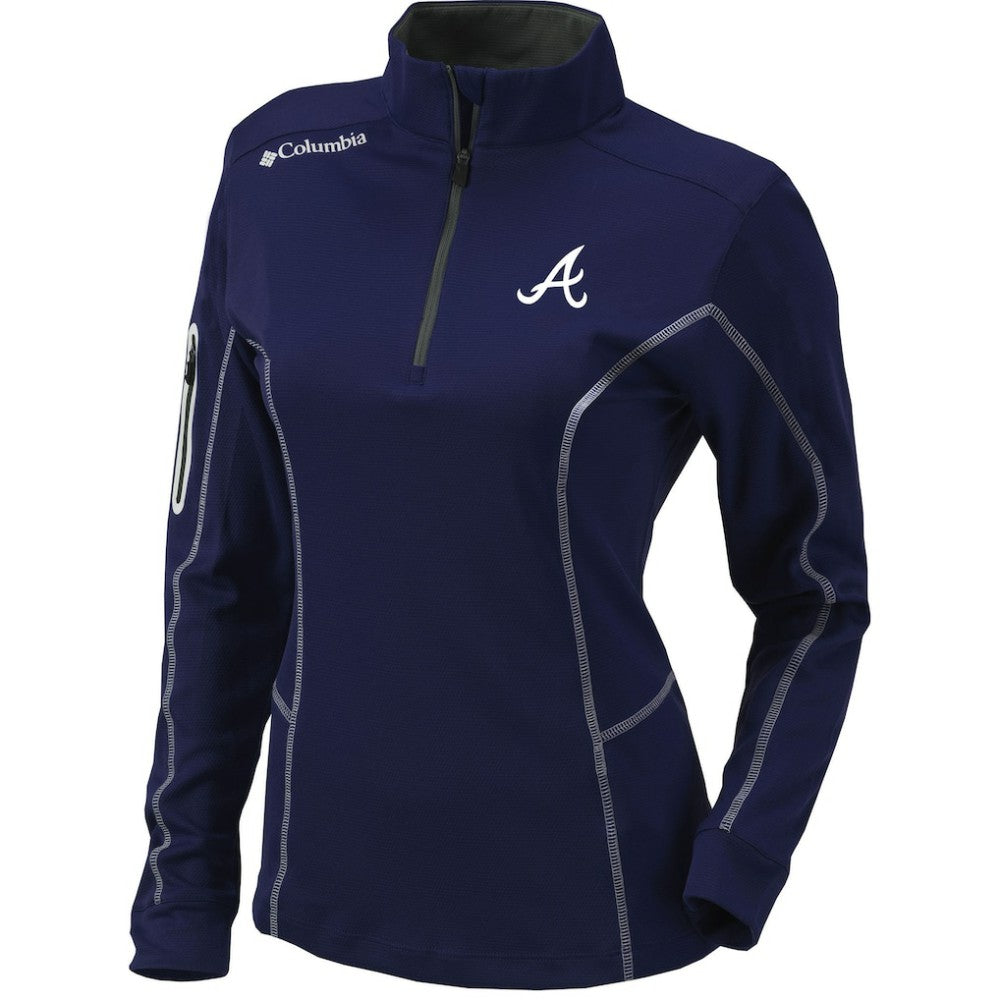 Atlanta Braves Columbia Women's Omni-Wick Shotgun Quarter-Zip Pullover Top - Navy - Columbia on Sale