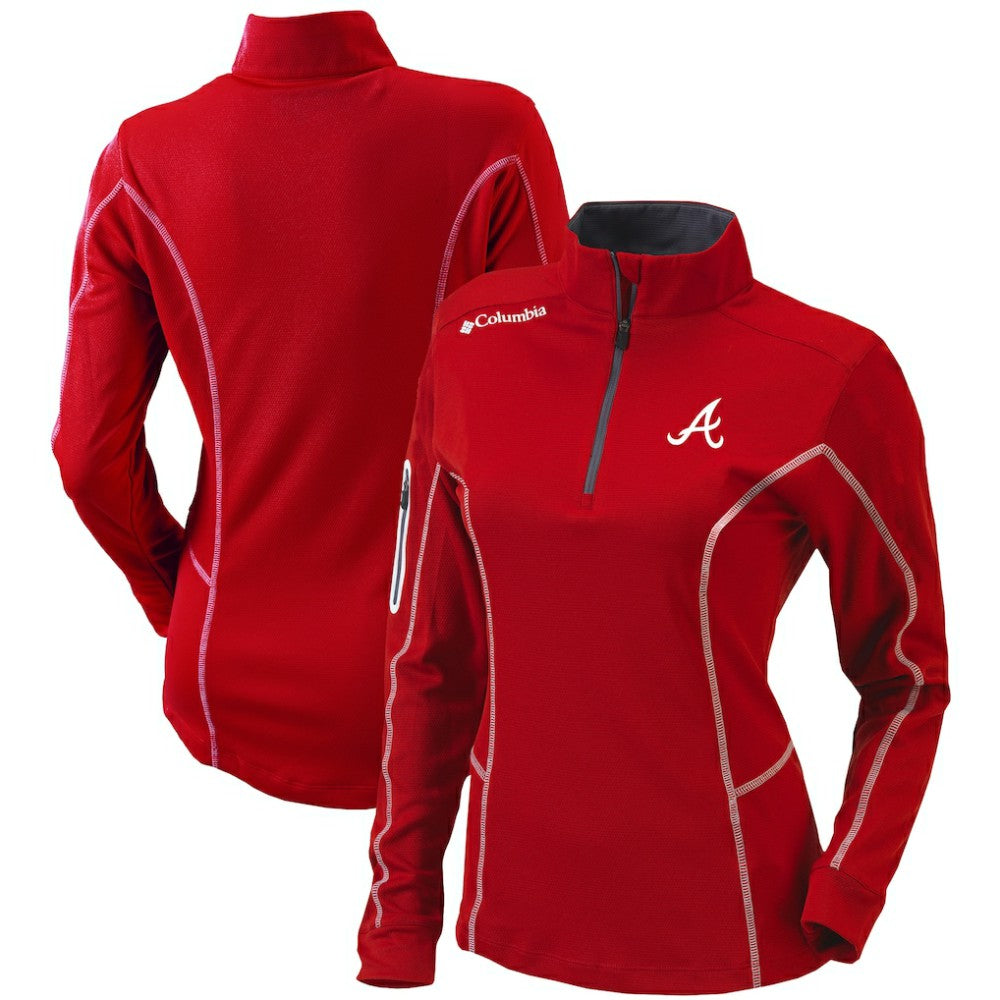Atlanta Braves Columbia Women's Omni-Wick Shotgun Quarter-Zip Pullover Top - Red - Columbia Lifestyle