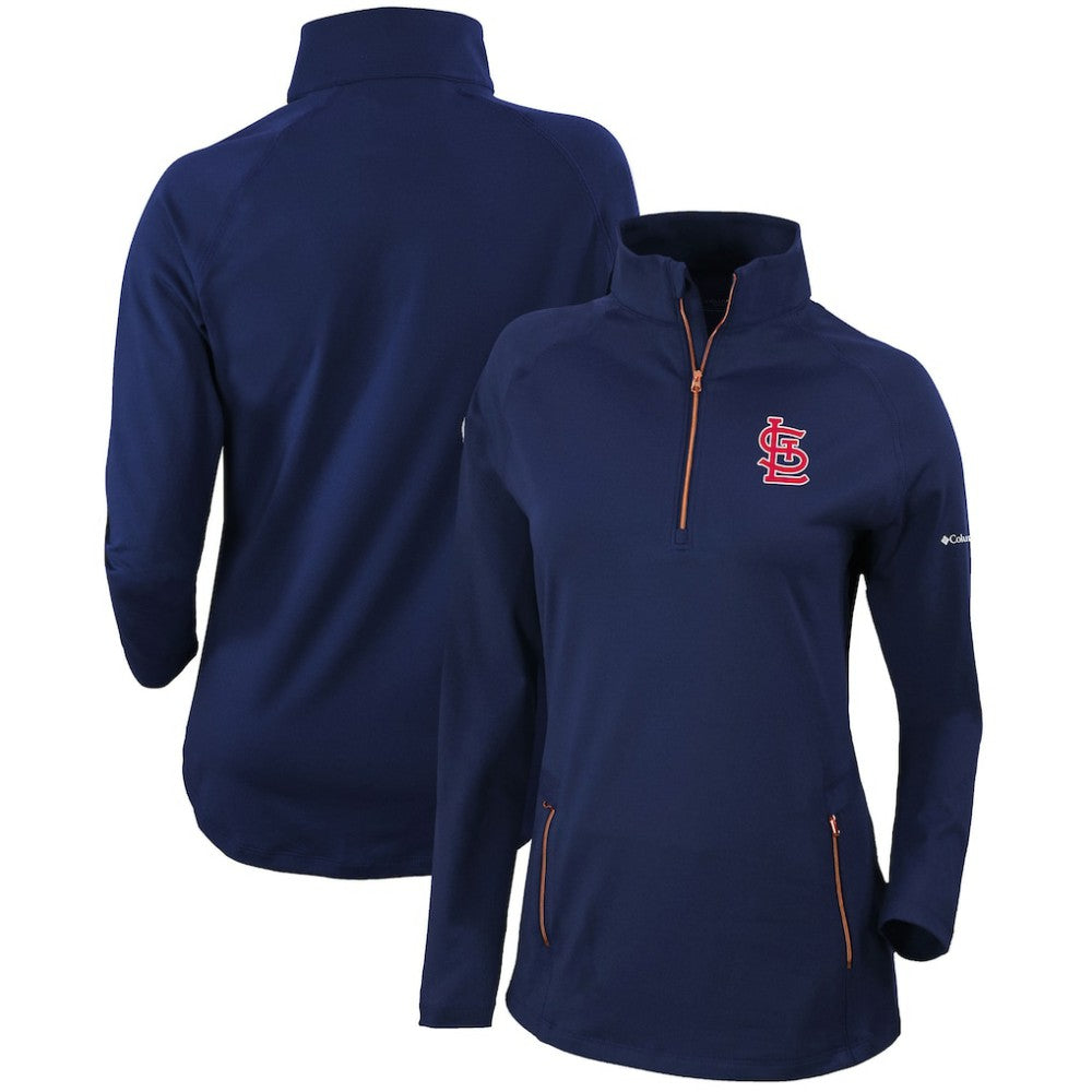 St. Louis Cardinals Columbia Women's Omni-Wick Outward Nine Quarter-Zip Pullover Top - Navy - Columbia on Sale
