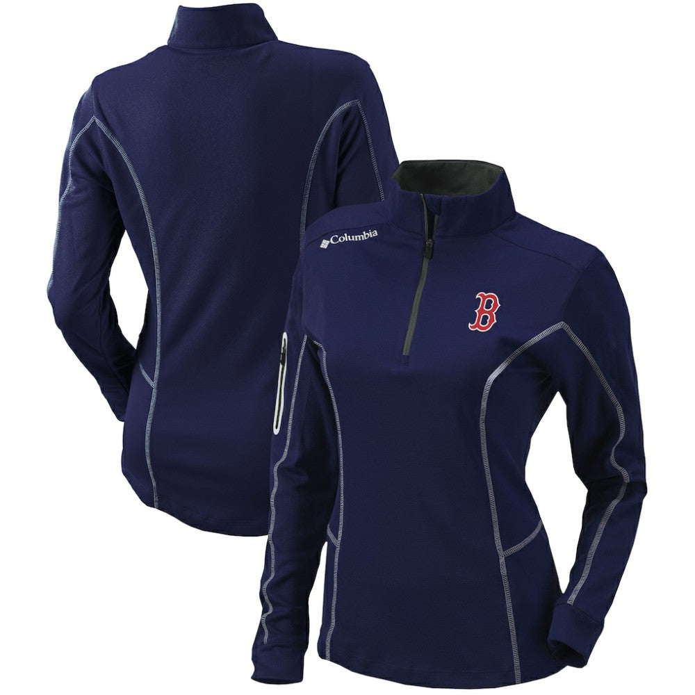 Boston Red Sox Columbia Women's Omni-Wick Shotgun Quarter-Zip Pullover Top - Navy - Columbia Discount