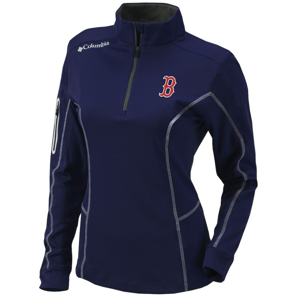 Boston Red Sox Columbia Women's Omni-Wick Shotgun Quarter-Zip Pullover Top - Navy - Columbia Discount