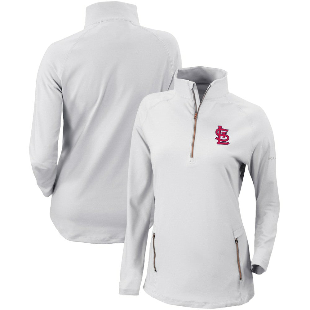 St. Louis Cardinals Columbia Women's Omni-Wick Outward Nine Quarter-Zip Pullover Top - White - Columbia Lifestyle