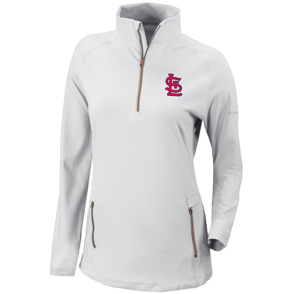 St. Louis Cardinals Columbia Women's Omni-Wick Outward Nine Quarter-Zip Pullover Top - White - Columbia Lifestyle