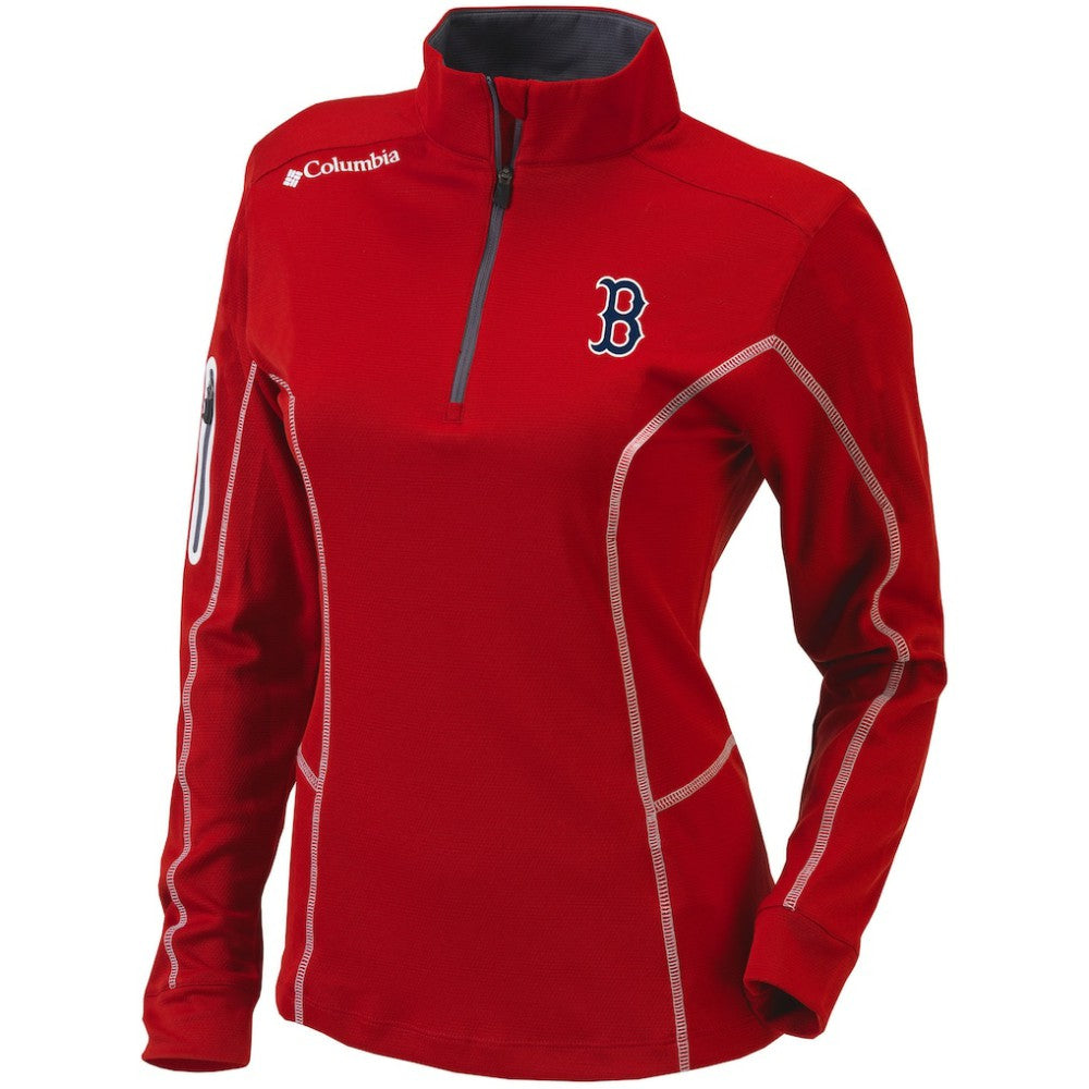 Boston Red Sox Columbia Women's Omni-Wick Shotgun Quarter-Zip Pullover Top - Red - Columbia Lifestyle